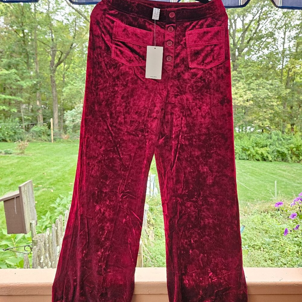 Halara new black velvet pants size L NWT